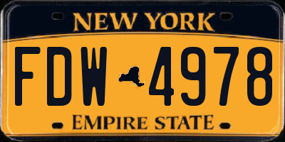 NY license plate FDW4978