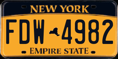 NY license plate FDW4982