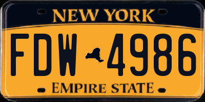 NY license plate FDW4986