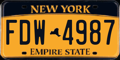NY license plate FDW4987