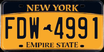 NY license plate FDW4991