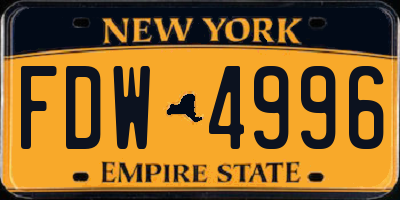NY license plate FDW4996