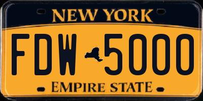 NY license plate FDW5000