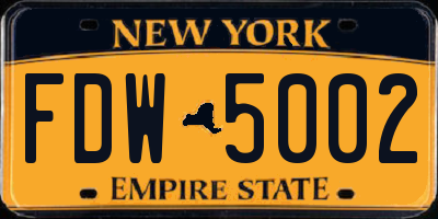 NY license plate FDW5002