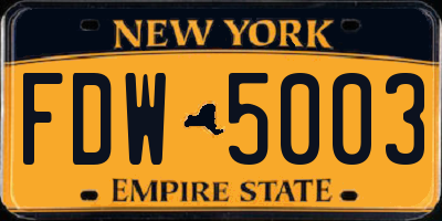 NY license plate FDW5003