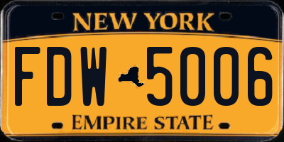 NY license plate FDW5006
