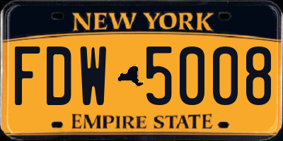 NY license plate FDW5008
