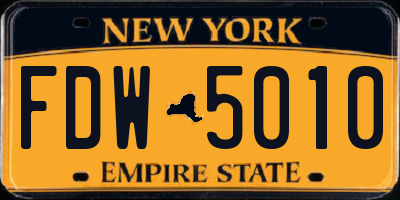 NY license plate FDW5010