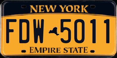 NY license plate FDW5011