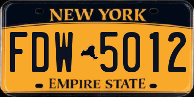 NY license plate FDW5012