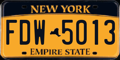 NY license plate FDW5013