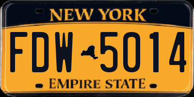 NY license plate FDW5014