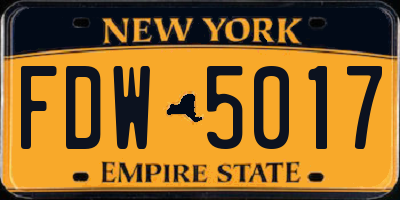 NY license plate FDW5017