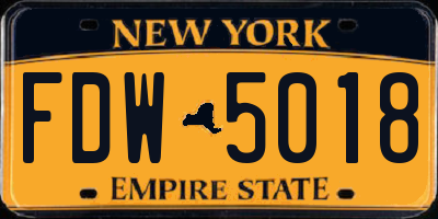 NY license plate FDW5018