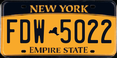NY license plate FDW5022
