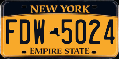 NY license plate FDW5024