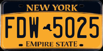 NY license plate FDW5025