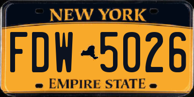 NY license plate FDW5026