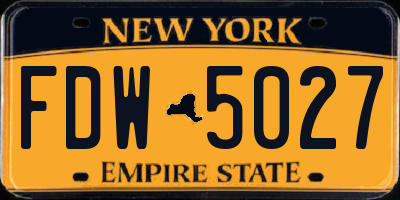 NY license plate FDW5027