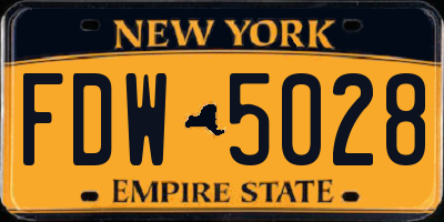 NY license plate FDW5028