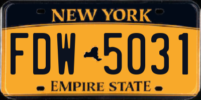 NY license plate FDW5031