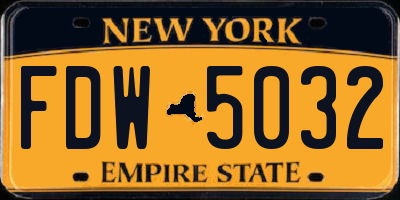 NY license plate FDW5032