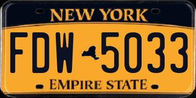 NY license plate FDW5033