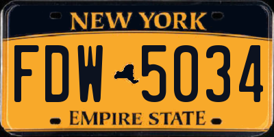 NY license plate FDW5034