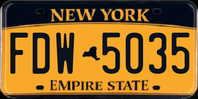 NY license plate FDW5035