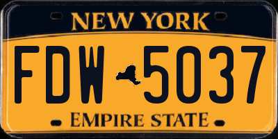 NY license plate FDW5037