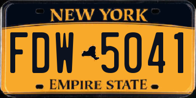NY license plate FDW5041