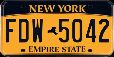 NY license plate FDW5042