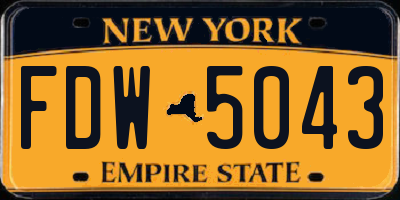NY license plate FDW5043