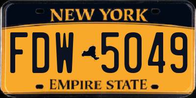 NY license plate FDW5049