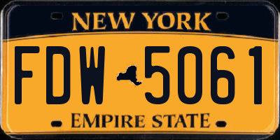 NY license plate FDW5061
