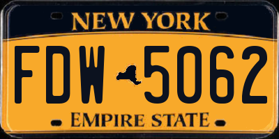 NY license plate FDW5062