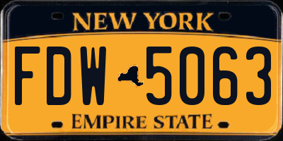 NY license plate FDW5063