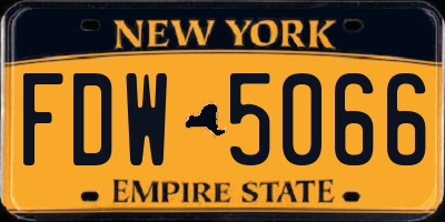 NY license plate FDW5066