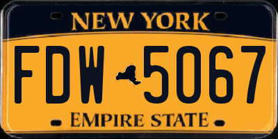 NY license plate FDW5067