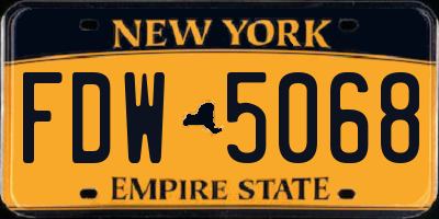 NY license plate FDW5068