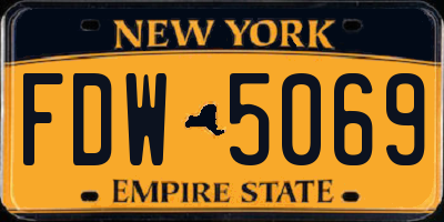 NY license plate FDW5069