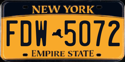 NY license plate FDW5072