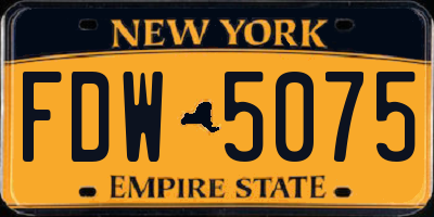 NY license plate FDW5075