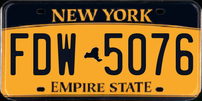 NY license plate FDW5076