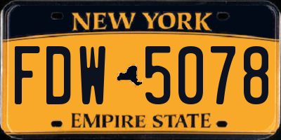 NY license plate FDW5078
