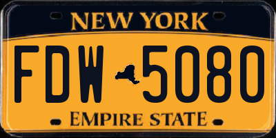 NY license plate FDW5080