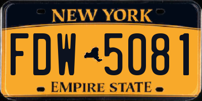 NY license plate FDW5081