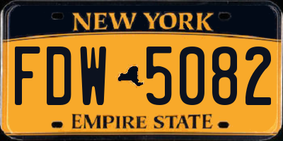 NY license plate FDW5082