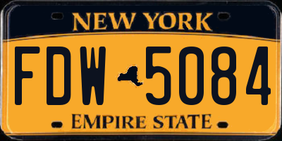 NY license plate FDW5084