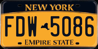 NY license plate FDW5086